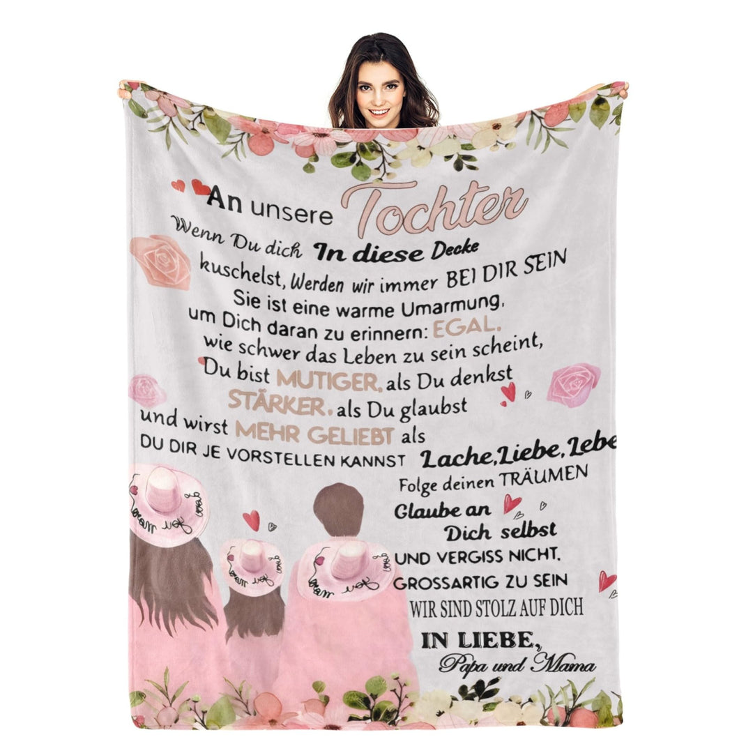 Personalisierte Kuscheldecke An unsere Tochter von Eltern, Mama und Papa zu Positive Ermutigung und