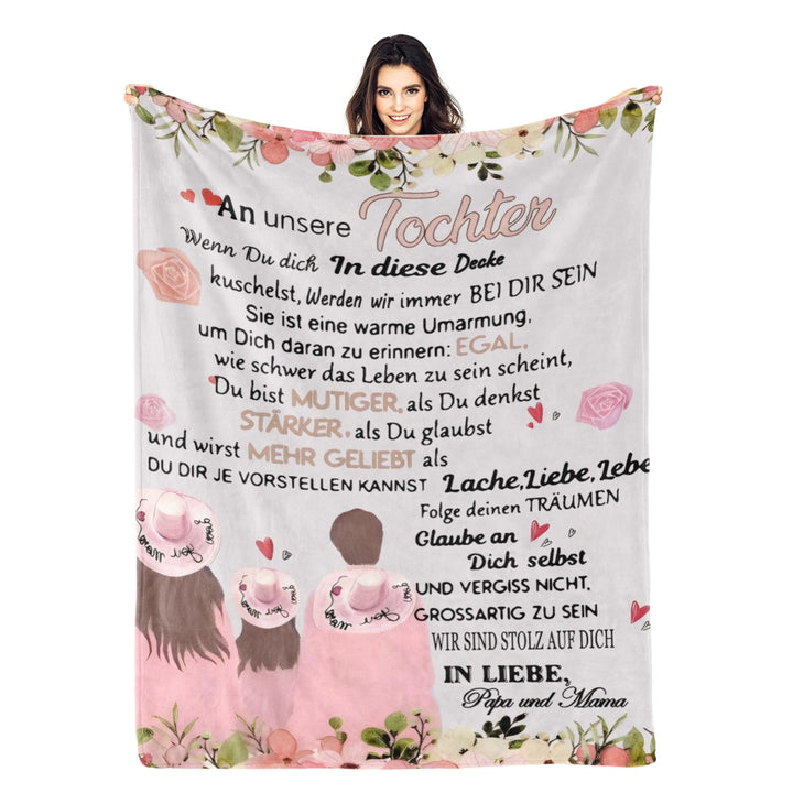 Personalisierte Kuscheldecke An unsere Tochter von Eltern, Mama und Papa zu Positive Ermutigung und