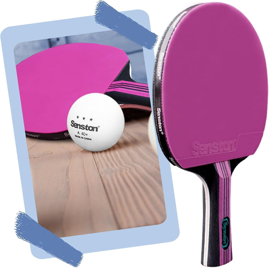 Senston Tischtennisschläger Set, 2 Tischtennisschlager, 3 Tischtennis Bälle und 1 Tasche Ideal für S