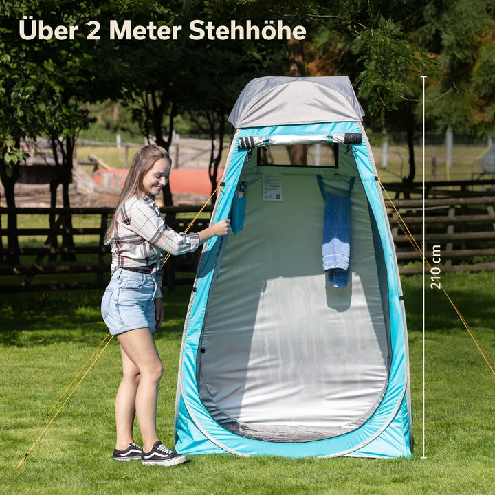 Skandika Camping Pop Up Duschzelt | Umkleidezelt mit 210 cm Stehhöhe, silberbeschichtet, Blickdicht,