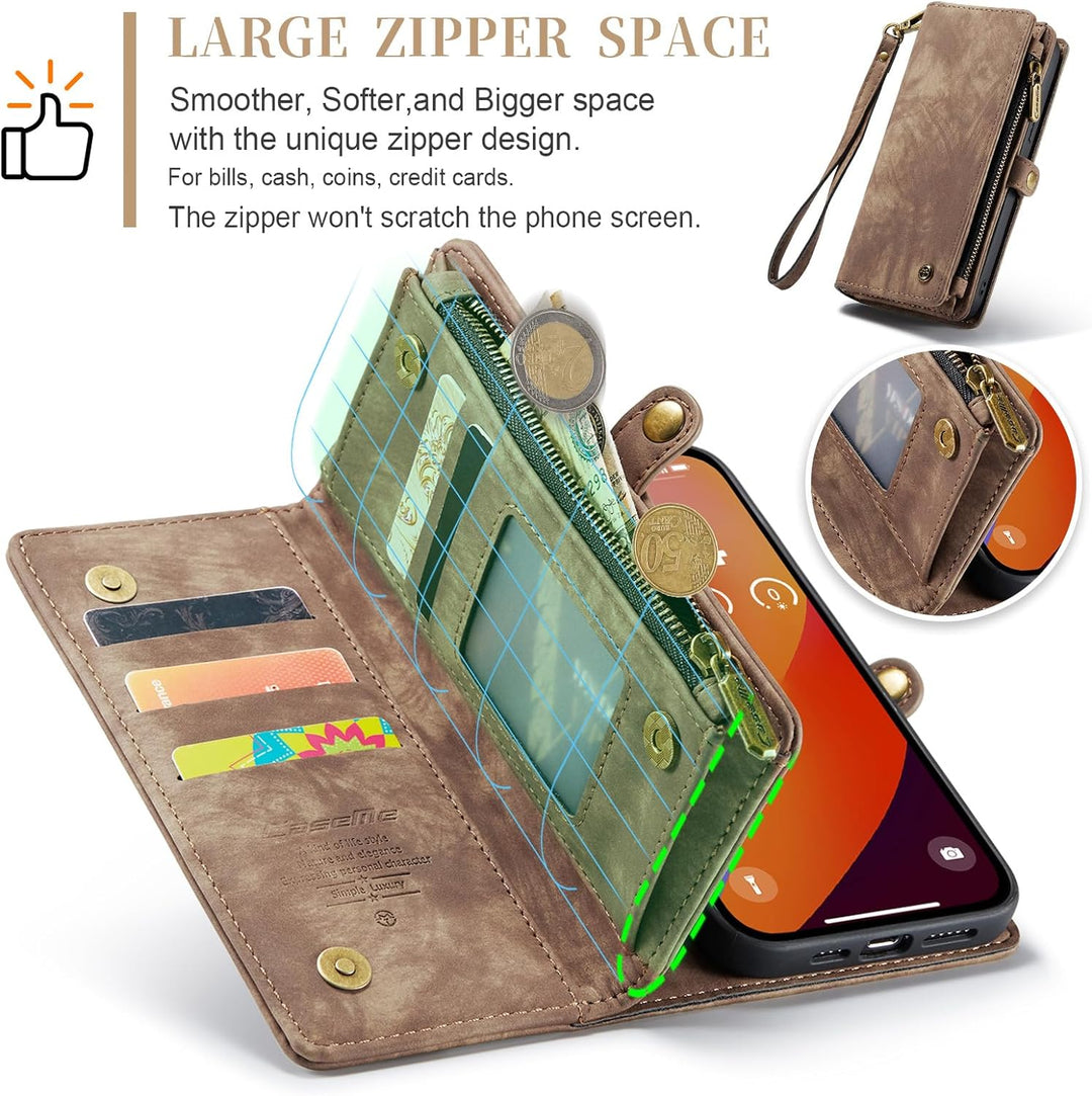 UFinetech für iPhone 15 Pro Max Hülle, Flip Leder TPU Stossfest Kartenfach Tasche Handyhülle für iPh