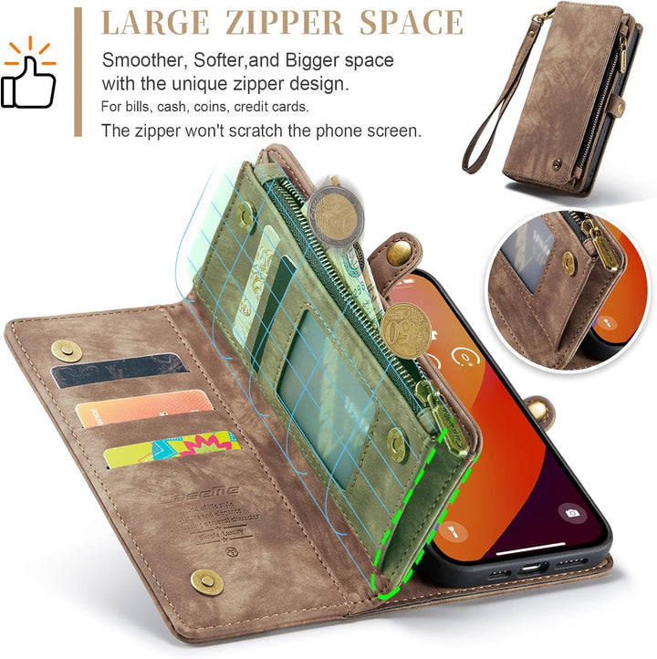 UFinetech für iPhone 15 Pro Max Hülle, Flip Leder TPU Stossfest Kartenfach Tasche Handyhülle für iPh