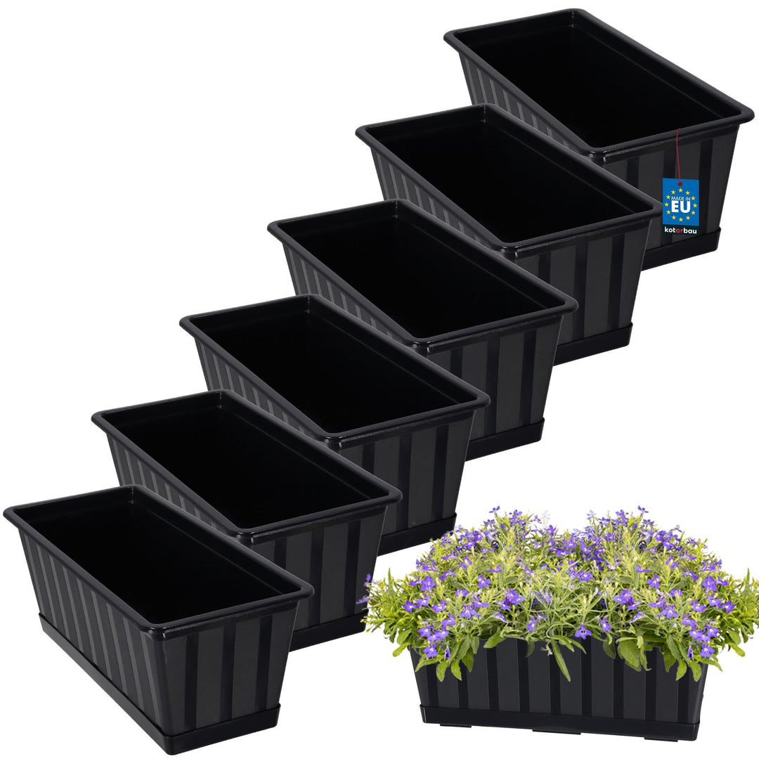 KOTARBAU® 6er Set Blumenkasten - Blumentopf für Balkon - 40 x 18 x 14 cm - Anthrazit - Balkonkasten