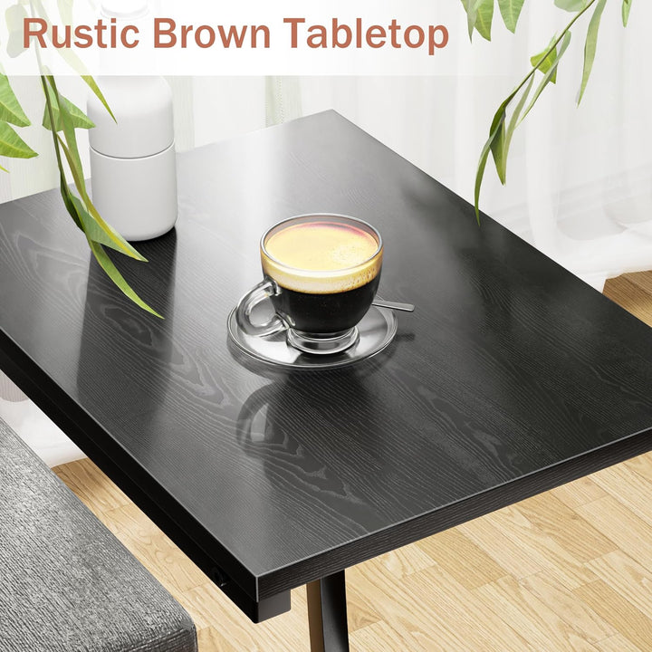 C-förmiger Beistelltisch, Kleiner Sofatisch mit Metallrahmen für Wohnzimmer, Schlafzimmer, kleine Rä