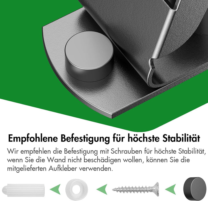Radikor Besenhalterung Wand, Selbstklebender Besenhalter mit 3 Halter und 2 Haken, Edelstahl Geräteh