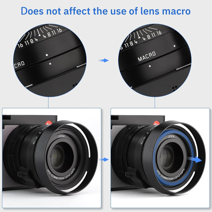 Haoge LH-LQ Gegenlichtblende aus Metall mit Deckel für Leica Q Q2 Q-P QP Typ 116 Typ116 Kamera schwa