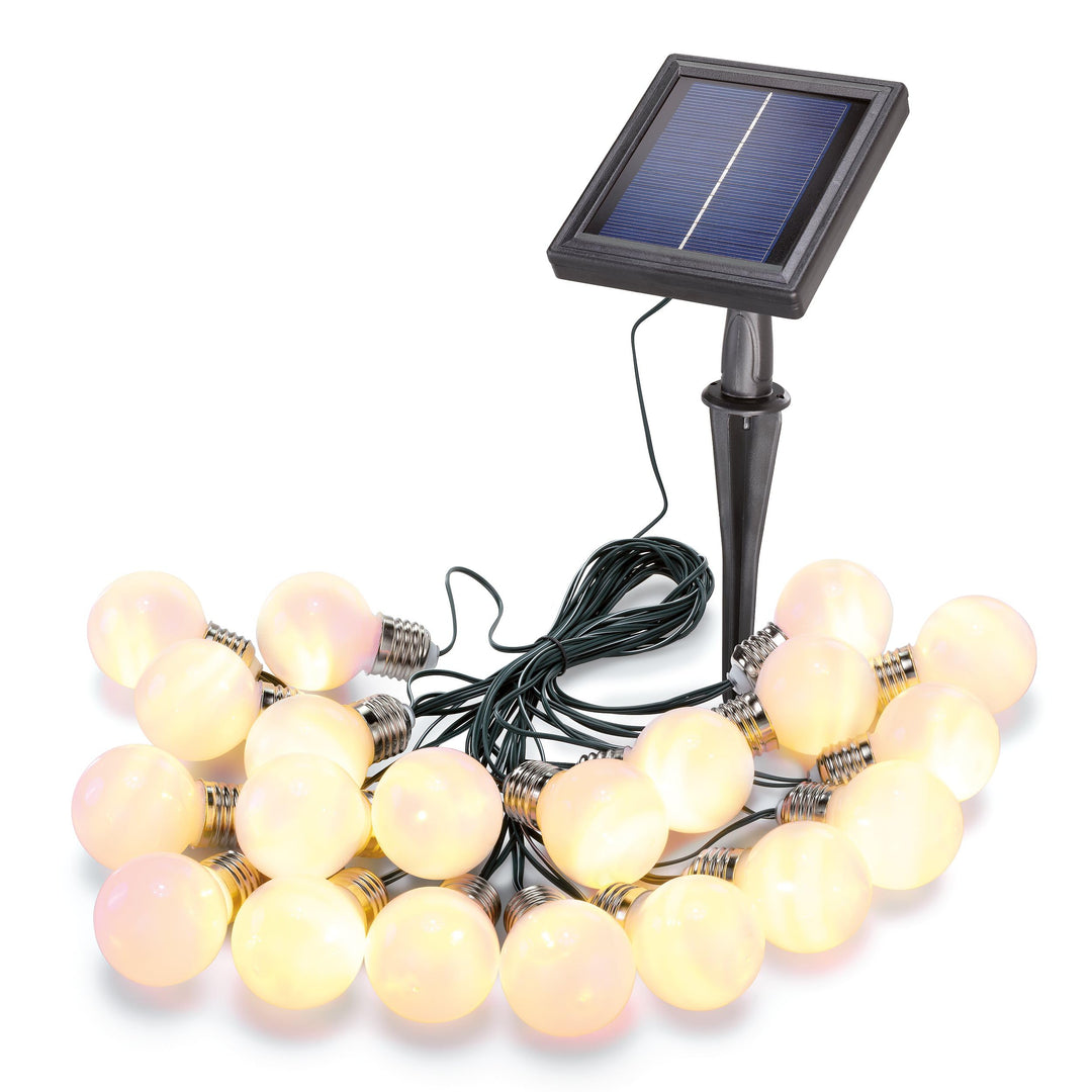 Esotec Solar Glühbirnen Lichterkette Shining Bulbs, 10m, 20 LEDs, warmweiss, Zuleitung 2m, Akku, Sol