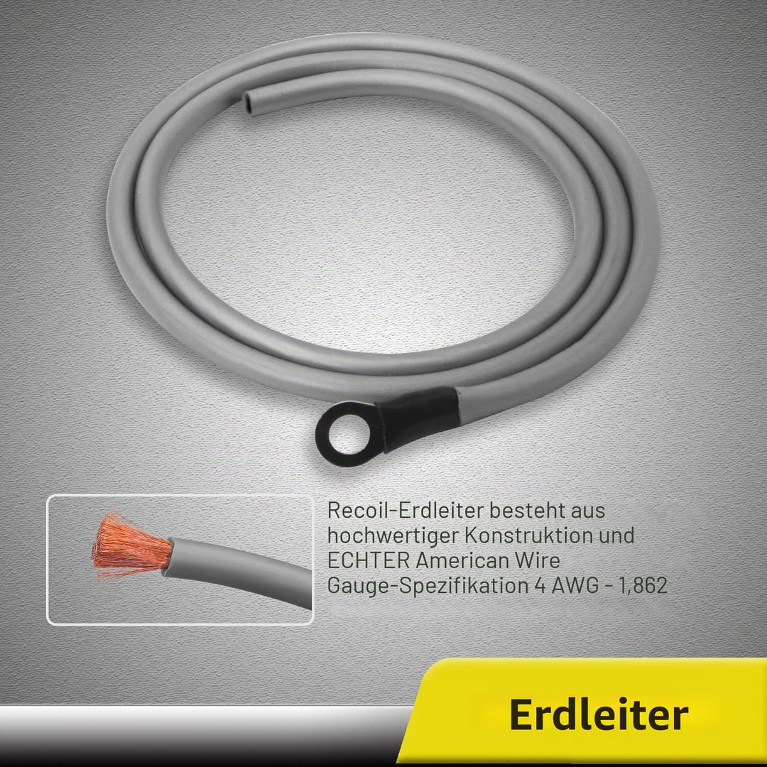 RECOIL RCK44 True 4 Gauge 4 Kanal CCA Verstärker Verkabelungs-Sets mit OFC Cinch-Kabel