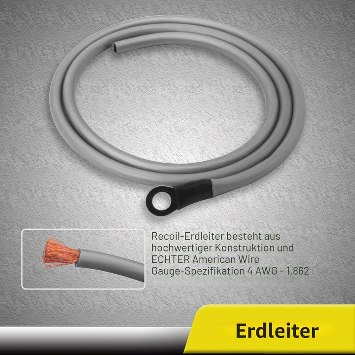 RECOIL RCK44 True 4 Gauge 4 Kanal CCA Verstärker Verkabelungs-Sets mit OFC Cinch-Kabel