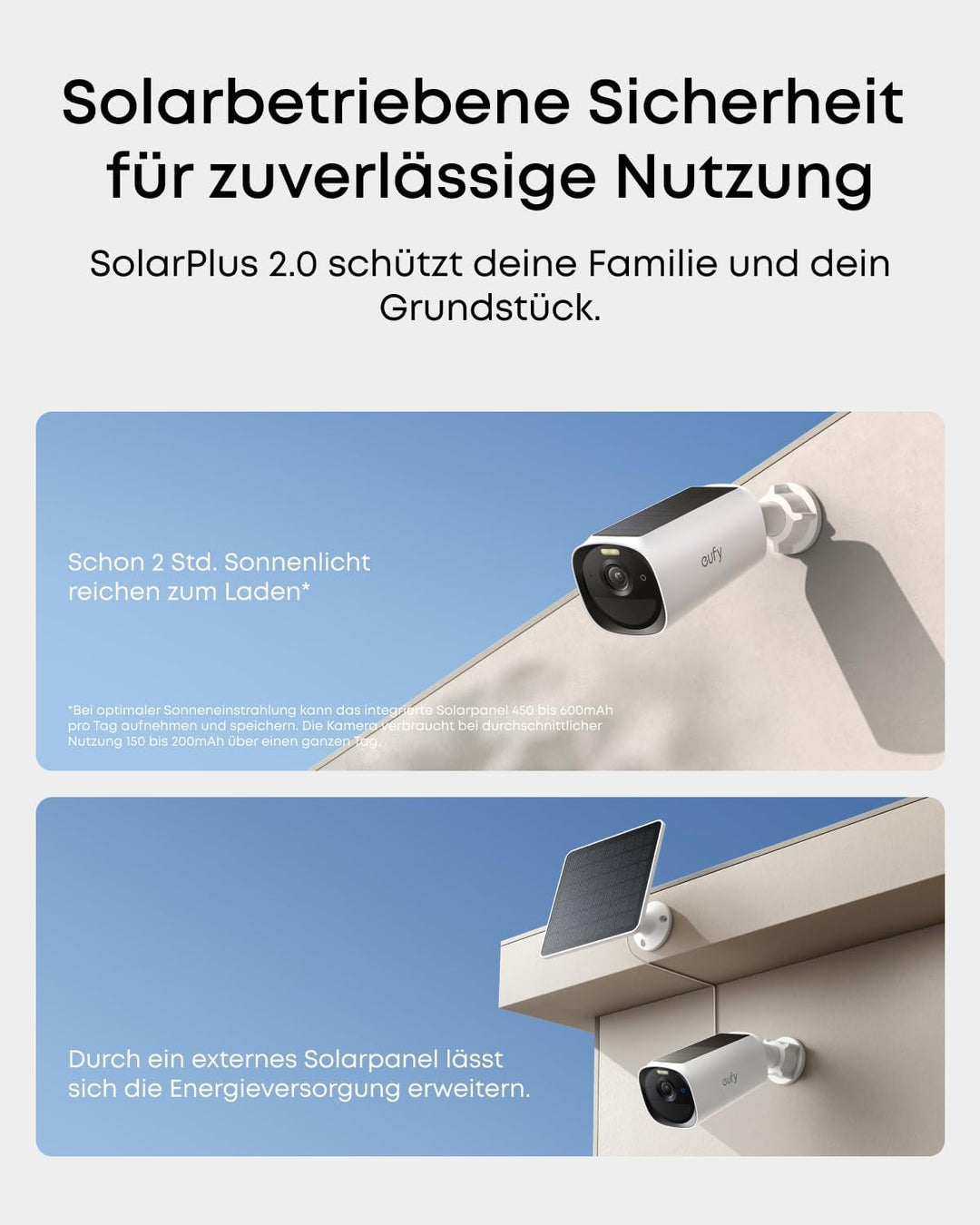 eufy Security eufyCam E40 Zusatzkamera, kabellose 2K Solarkamera für aussen, mit integriertem Solarp