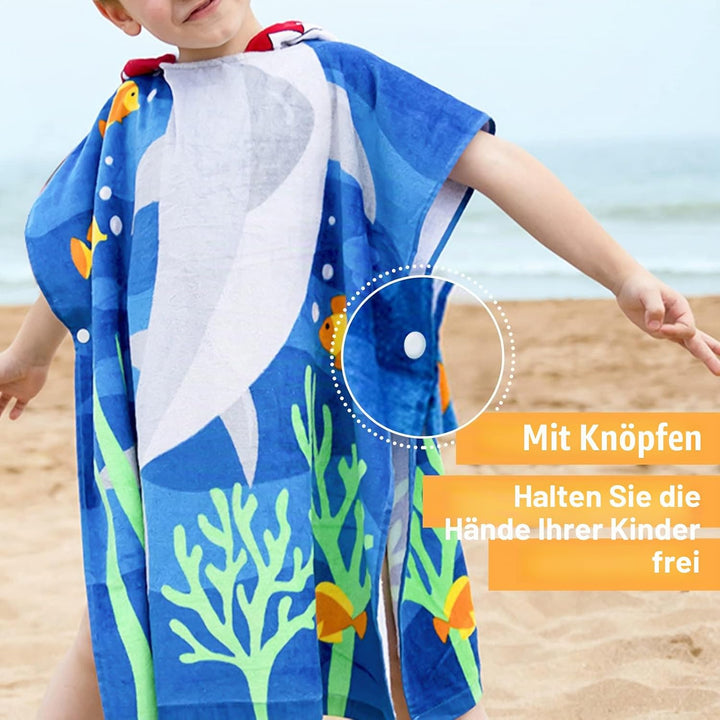 BANGSAUR Kinder Strand Pool Bad Kapuze Poncho Handtuch, 100 Baumwolle Surf Wickeltücher Wickel, Baby