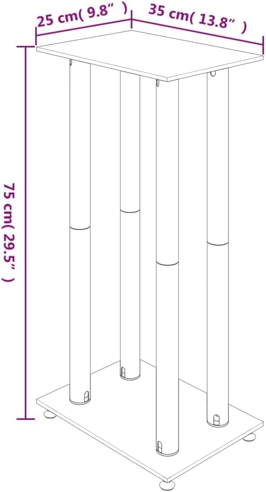 vidaXL Lautsprecher-Ständer 2 STK. Silbern Hartglas 4 Säulen, Silber