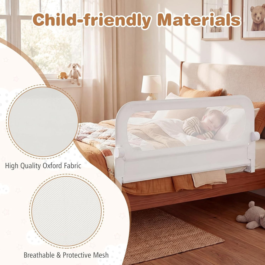 FANTASK Bettgitter klappbar, 120 x 60 cm, Kinderschutzgitter mit U-förmigem Gestell & Gurt, Bettschu