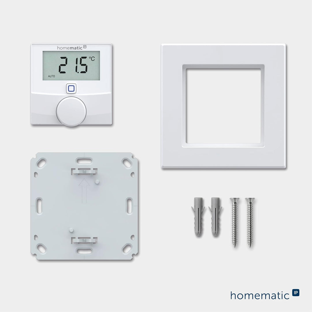 Homematic IP Wandthermostat mit Luftfeuchtigkeitssensor Display, mit Stellrad, Version 3, weiss, Dis