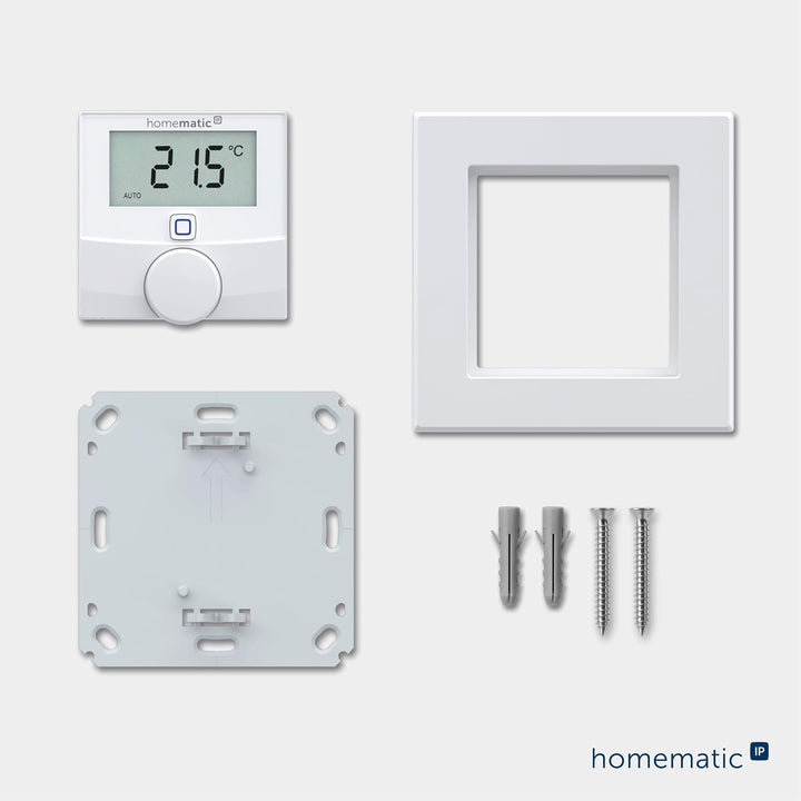 Homematic IP Wandthermostat mit Luftfeuchtigkeitssensor Display, mit Stellrad, Version 3, weiss, Dis