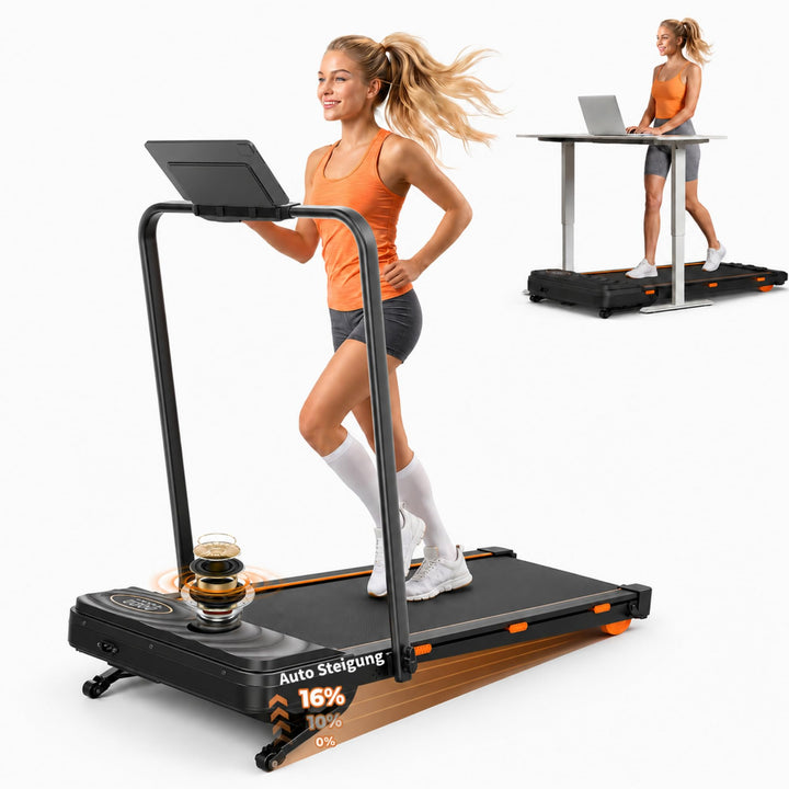 JAGJOG Klappbar Laufband mit Auto 16% Steigung, Laufband für Zuhause 12 km/h, Walking Pad mit APP &amp;