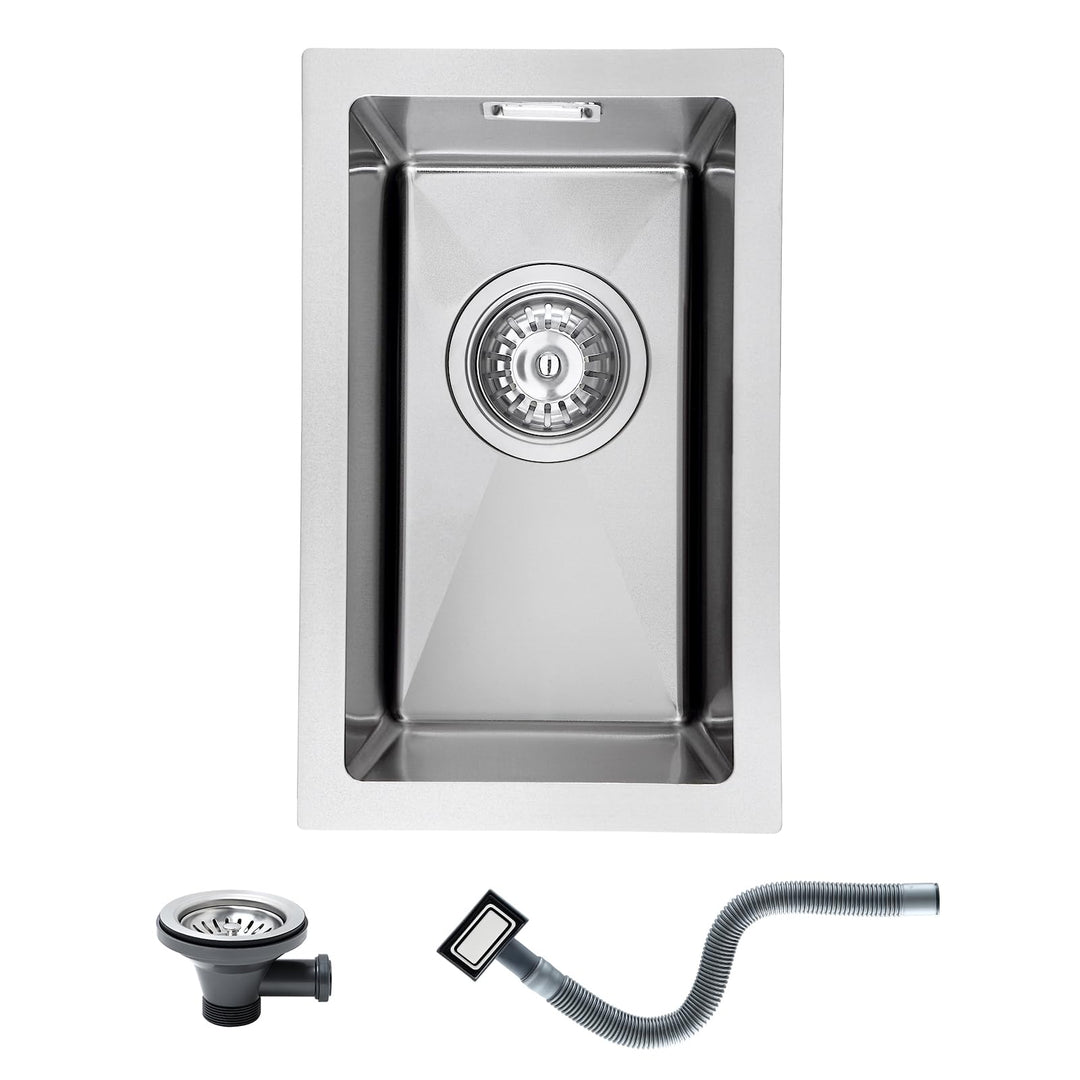 Klein Spüle Nano Silber 25 x 40cm Spülbecken, Kleine Waschbecken Küche ohne Hahnloch, 1 Becken Edels