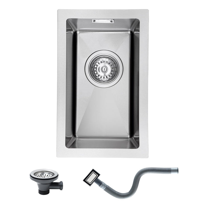 Klein Spüle Nano Silber 25 x 40cm Spülbecken, Kleine Waschbecken Küche ohne Hahnloch, 1 Becken Edels