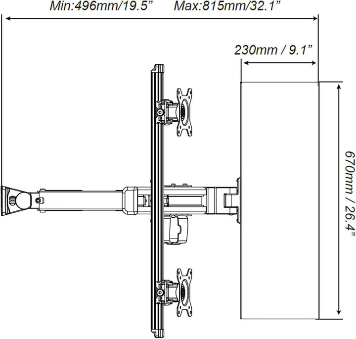 HFTEK 2-Fach Monitor Halterung Halter Wandhalterung für Bildschirme von 13-24 Zoll mit VESA75 / 100