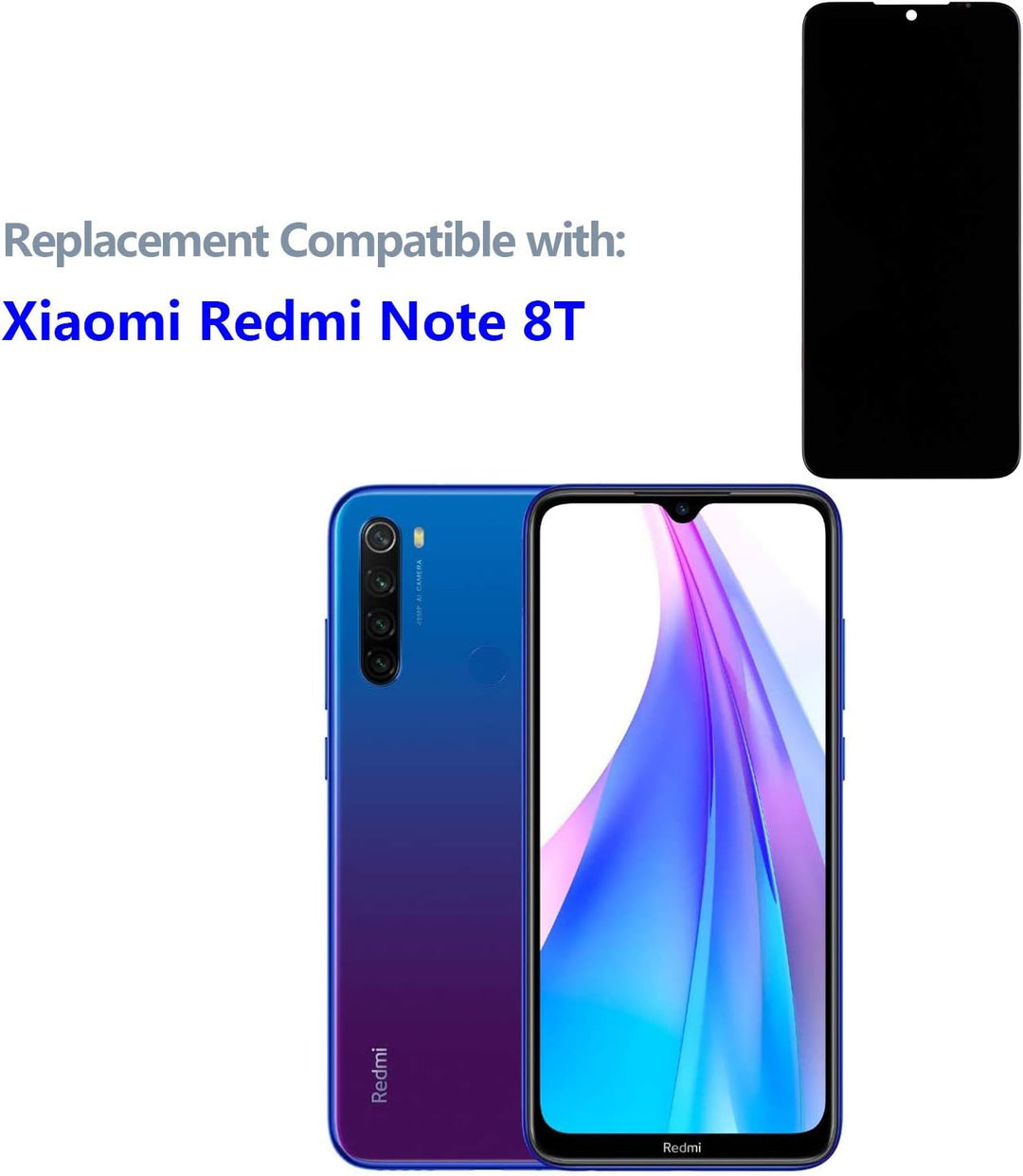 swark LCD Display Kompatibel mit Xiaomi Redmi Note 8T M1908C3XG （Schwarz ohne Rahmen LCD Display Tou