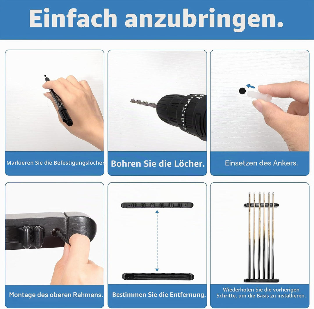 Billard Queue Halterung Holz Billard Stick Halter Wandhalterung Snooker Queue Regal Langlebig Queues