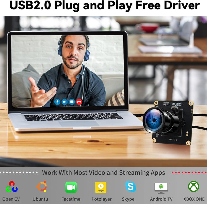 ELP Starvis USB-Kameramodul 0,0001 Lux Ultra Low Light H.264 HDR 1080P Sicherheits-Webcam-Modul mit