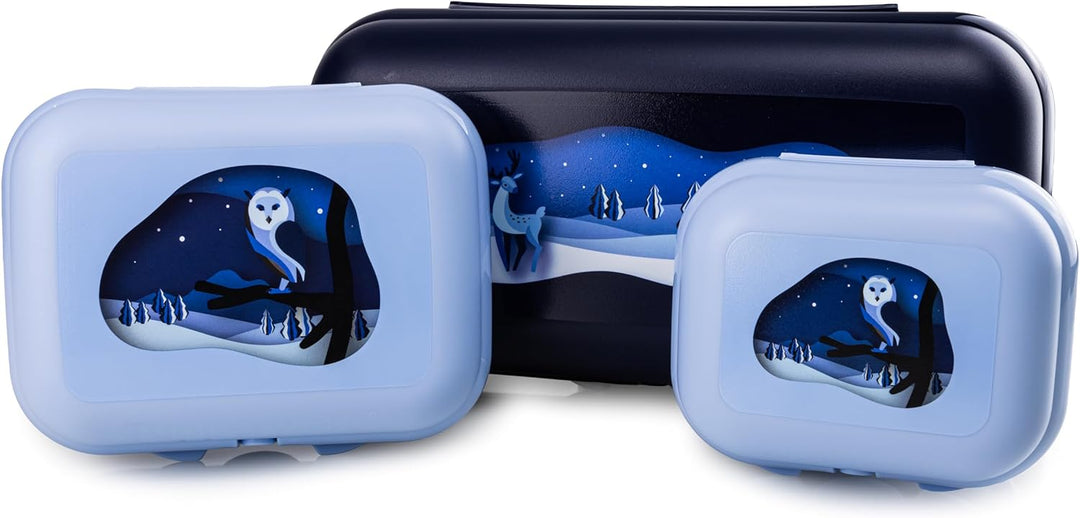 Tupperware Eco+ Winterzauber Lunchbox To Go Maxi-Twin Winter Motiv + Kleiner-Twin hellblau Wintereul