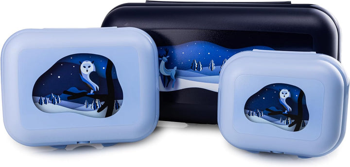 Tupperware Eco+ Winterzauber Lunchbox To Go Maxi-Twin Winter Motiv + Kleiner-Twin hellblau Wintereul