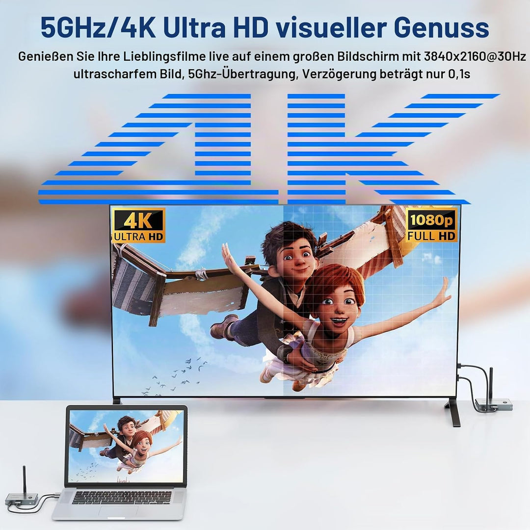 Wireless HDMI Transmitter and Receiver 4K, 328FT/100M HDMI Wireless funkübertragung 1080P@60Hz, send