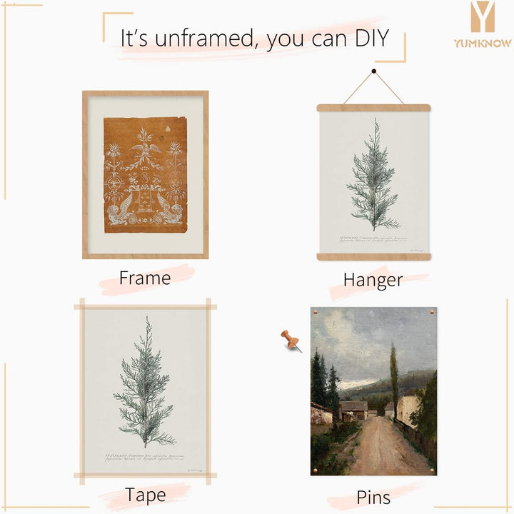 Vintage Farmhouse Wanddekoration – Blumenporträt, neutrale Wandkunst für Boho, französische Landküch