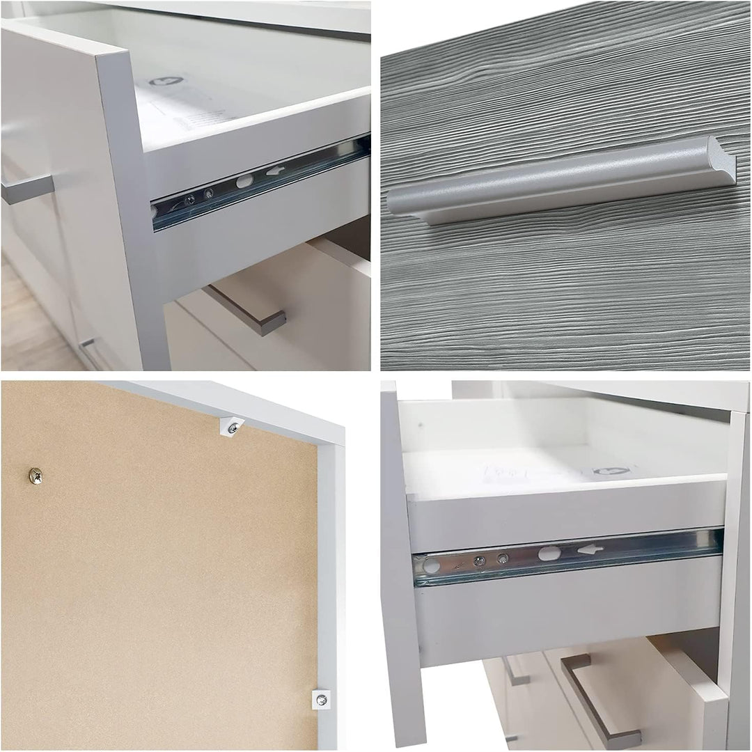 Vladon Sideboard Pavos, Kommode mit 4 Schubladen, Weiss matt/Grau Hochglanz (76 x 72 x 35 cm), Grau