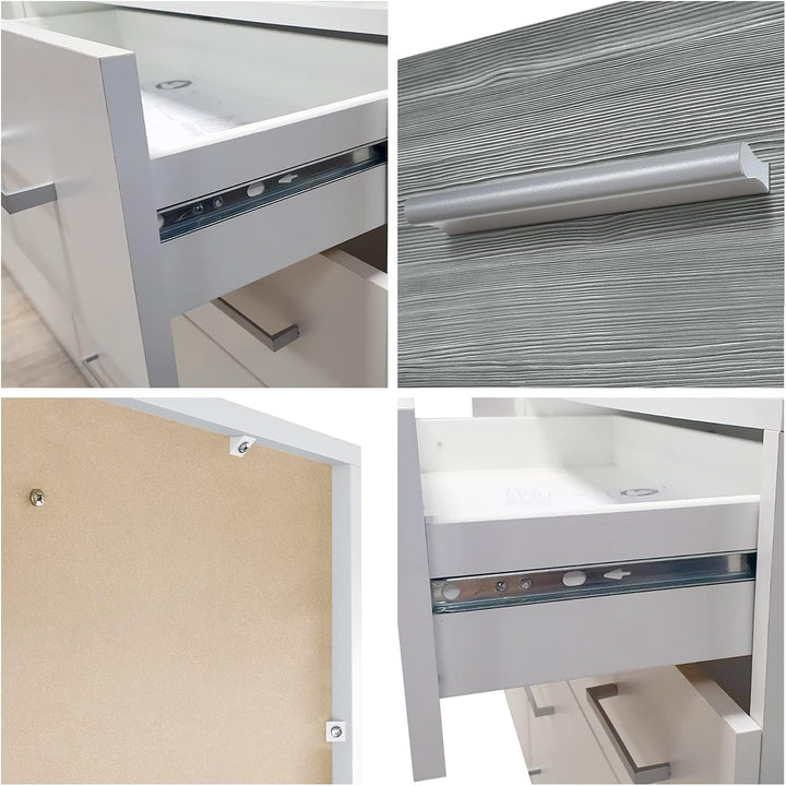 Vladon Sideboard Pavos, Kommode mit 4 Schubladen, Weiss matt/Grau Hochglanz (76 x 72 x 35 cm), Grau