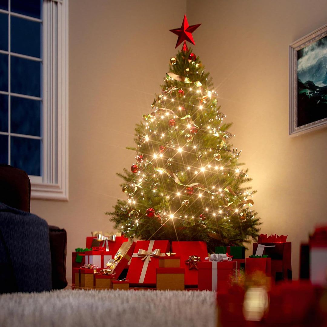 CASARIA® Weihnachtsbaum künstlich 150cm mit Lichterkette 100 LED warm weiss inkl. Metallständer 360