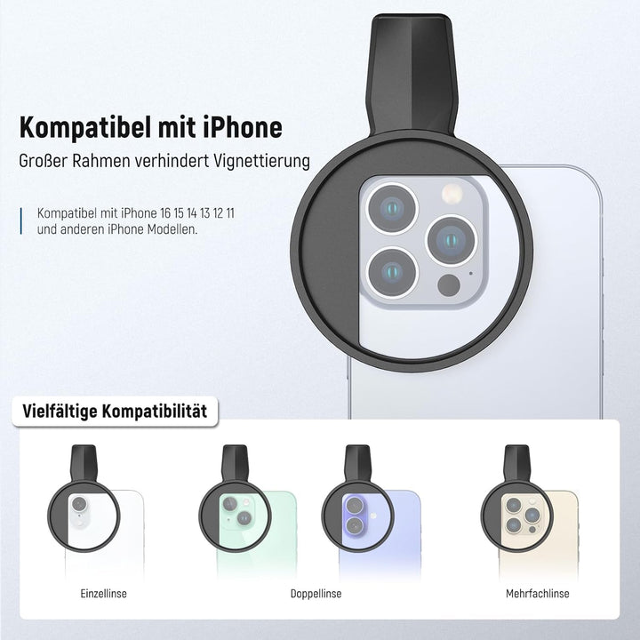 NEEWER 67 mm Variabler ND Filter, aufsteckbarer ND2-32 Neutraldichtefilter für Smartphone Objektive,