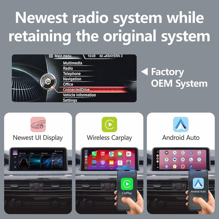 Autoradio mit drahtlosem CarPlay & Android Auto Kompatibel mit BMW X5 X6 Serie F15/F16 (2014-2016)NB