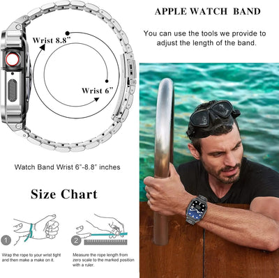 HASLFM Edelstahl Apple Watch Armband mit Gehäuse Kompatibel mit Apple Watch Series 6/5/4/SE/3/2/1(44