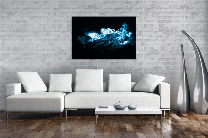 deyoli Dark heisses Lagerfeuer bei Nacht Format 100x70 Effekt: Monocrome Blau als Leinwandbild, Moti