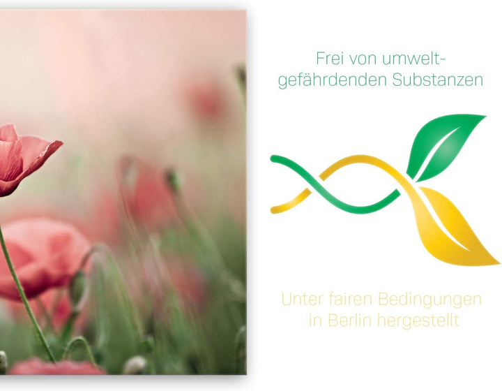 ge Bildet Bild auf Leinwand | Mohnblumenfeld - Blumen Natur Wiese rot rosa N in 100x70 cm als Wandbi