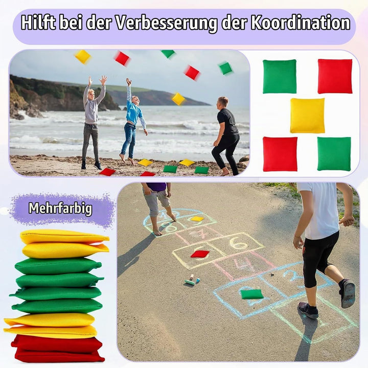 12 Stück Cornhole Säckchen, 10x10cm Cornhole Bean Bags, Wurfsäckchen, Nylon Sitzsäcke Werfen für Out