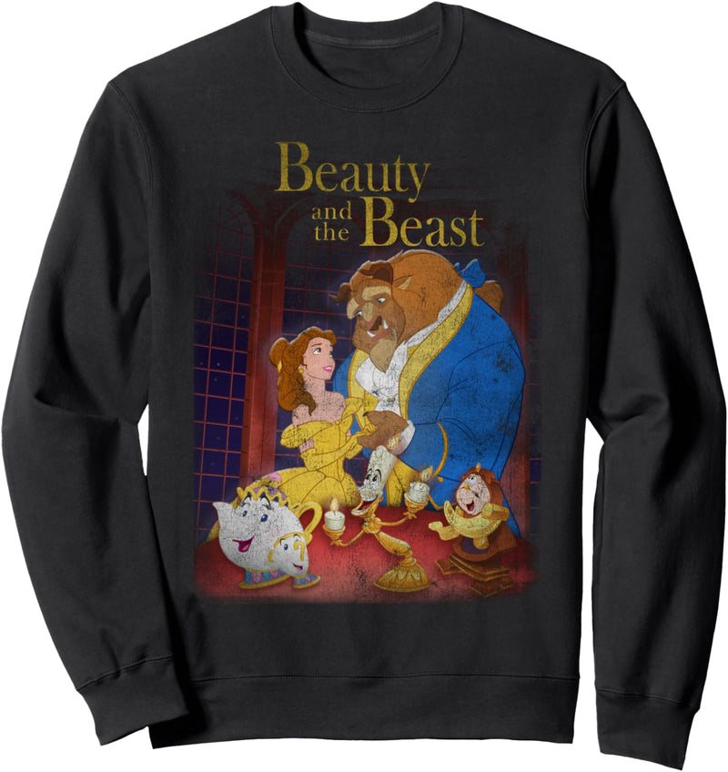 Disney Beauty And The Beast Distressed Vintage Group Shot Sweatshirt