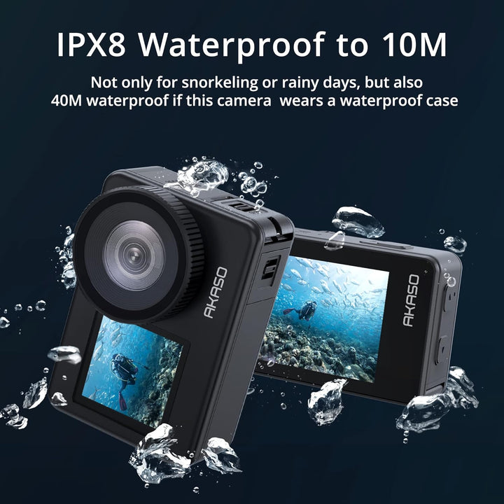 AKASO Brave 7 Action Cam 4K30FPS mit Schwimmender Handgriff 20MP WiFi Unterwasserkamera IPX8 Wasserd
