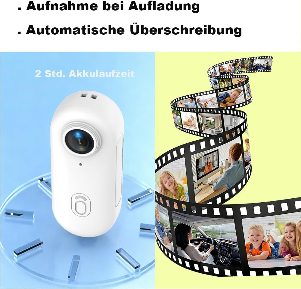 Winnes 4K Action Camera Mini Daumengrösse Sportkamera POV Kamera 4K WiFi Helm Action Camera Magnetmo