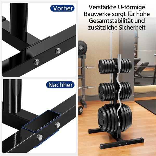 Yaheetech Hantelscheibenständer Hantelbaum Gewichtsständer 6 Stangen mit 30mm Scheibenaufnahmen Stah