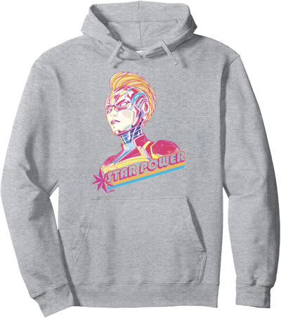 Captain Marvel Star Power Neon Portrait Pullover Hoodie