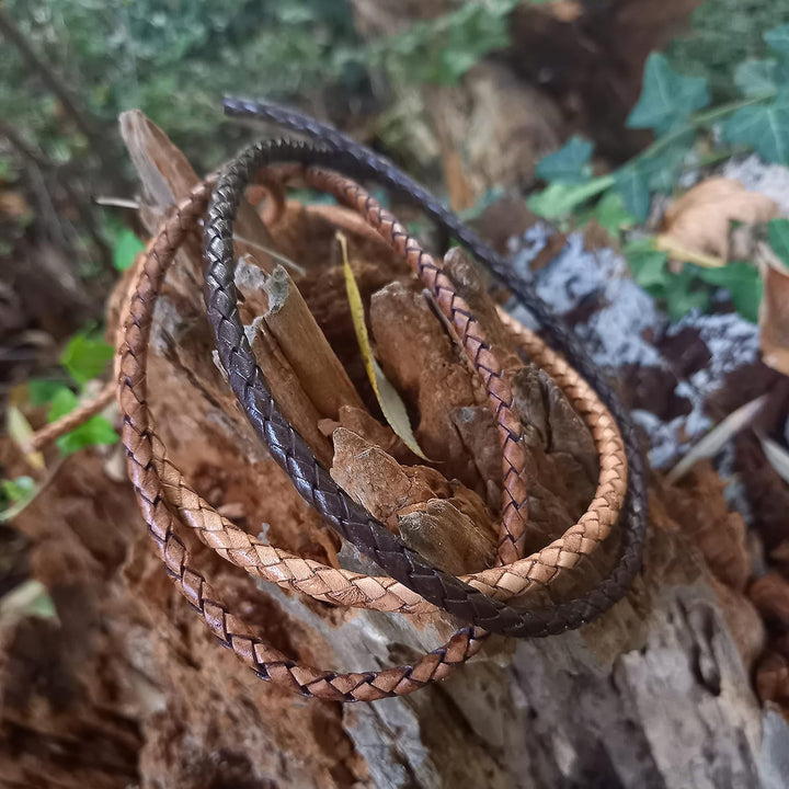 esnado Lederschnur Rund geflochten 4 mm. Antik Dunkelbraun 10 m - Länge: wählbar 10 Meter, 10 Meter