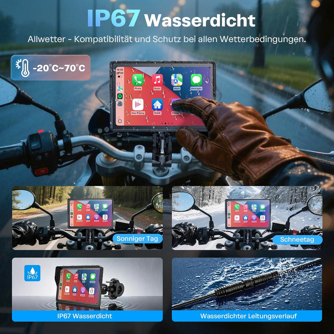 WonVon Pro 5 Zoll Motorrad CarPlay GPS-Navigationssystem mit Apple CarPlay & Android Auto | Tragbare