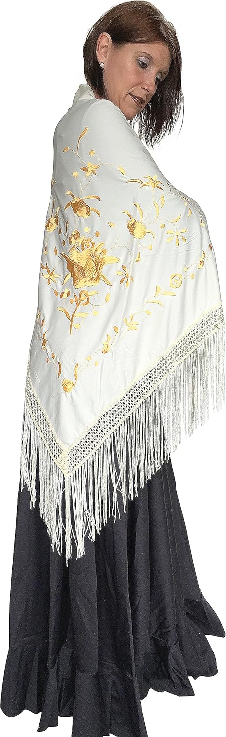 La Senorita Spanischer Manton Tuch Schal bestickt. Flamenco-Tücher für das Fair-, Sevillana- oder Fl