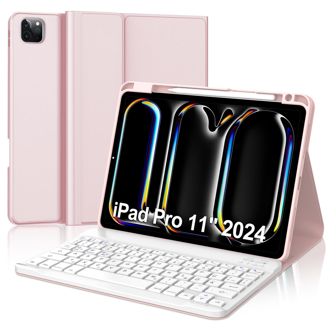 IVEOPPE Hülle mit Tastatur für iPad Pro 11" M5 2025/M4 2024, Deutsches QWERTZ Layout, Magnetisch Abn