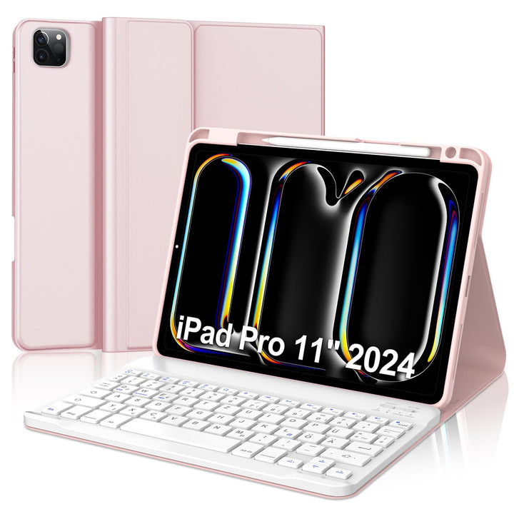 IVEOPPE Hülle mit Tastatur für iPad Pro 11" M5 2025/M4 2024, Deutsches QWERTZ Layout, Magnetisch Abn