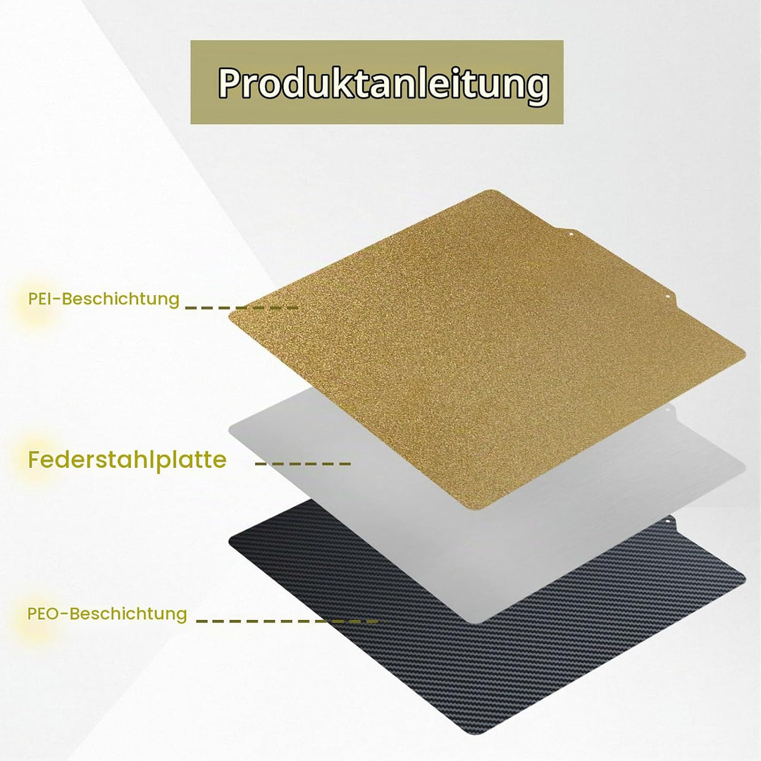 AJOYIB Texturiertes PEI &amp; Glattes PET (Kohlefasermuster) Druckbett Flexible Heizbettplatte Kompatibe